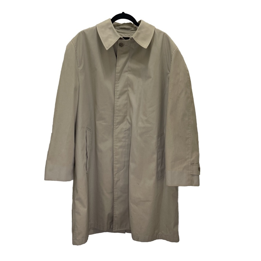 Vintage‎ English Squire tan lined trench coat rain USA 46 unbelted